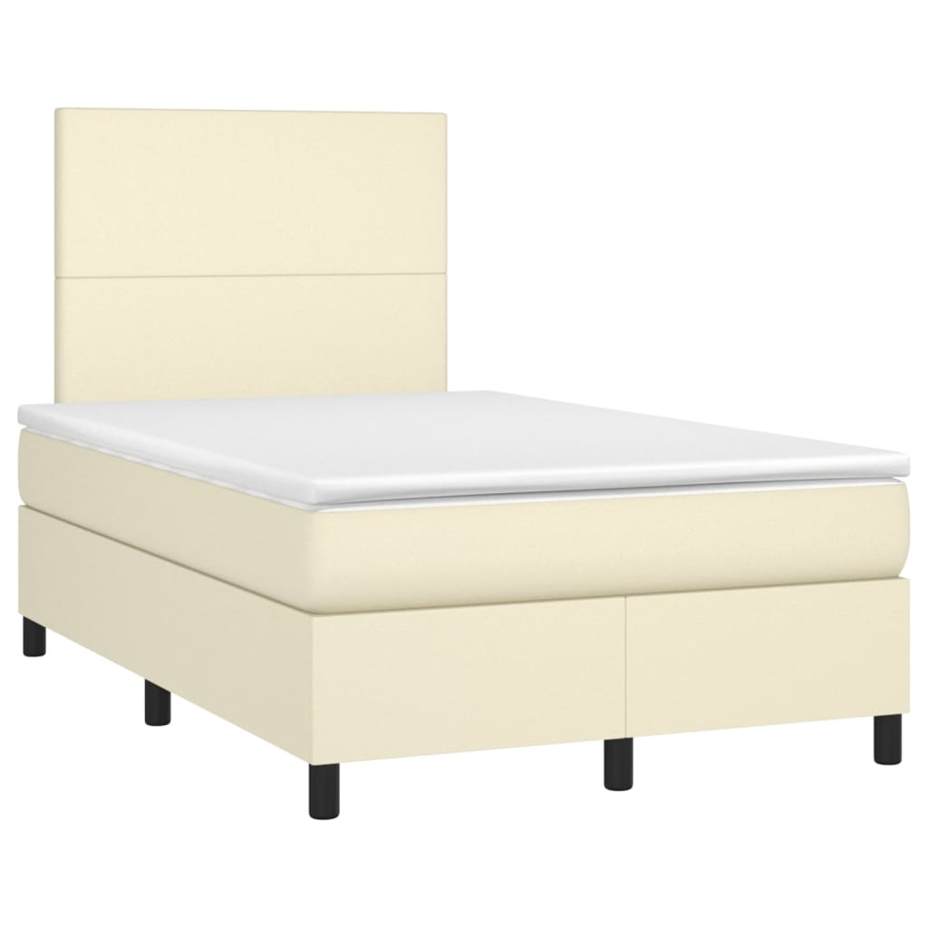 Giroletto Molle con Materasso e LED Crema 120x200cm Similpelle | homemem39