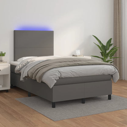 Giroletto Molle con Materasso e LED Grigio 120x200cm Similpelle - homemem39