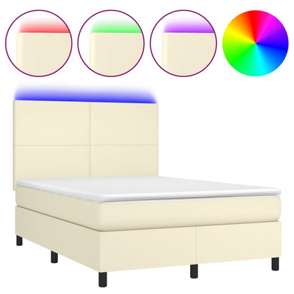 Giroletto a Molle con Materasso e LED Crema 140x200 cm | homemem39