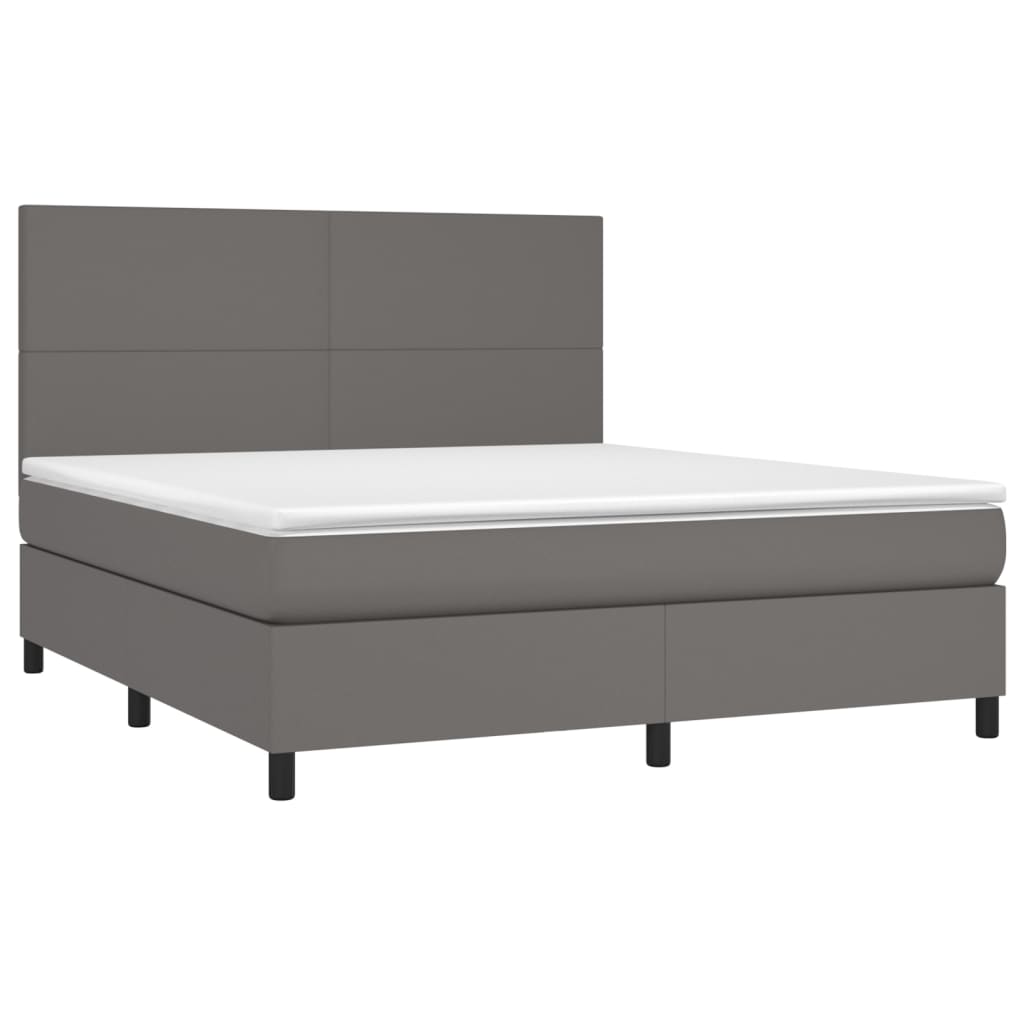 Giroletto Molle con Materasso e LED Grigio 160x200cm Similpelle | homemem39
