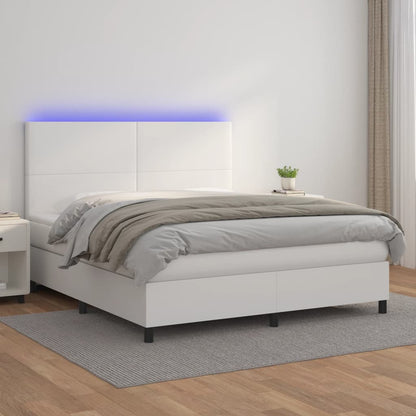 Giroletto Molle con Materasso e LED Bianco 180x200cm Similpelle - homemem39