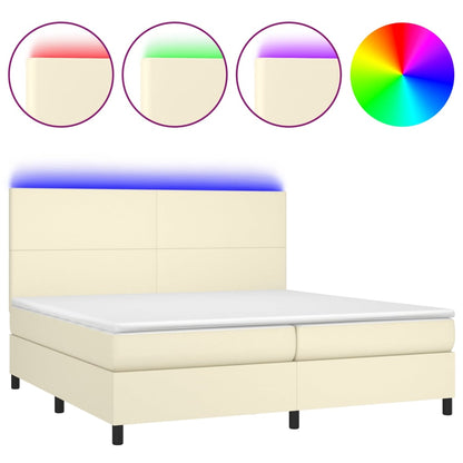 Giroletto a Molle con Materasso e LED Crema 200x200 cm | homemem39