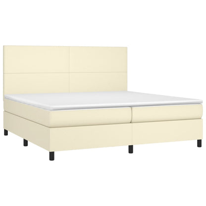 Giroletto a Molle con Materasso e LED Crema 200x200 cm | homemem39
