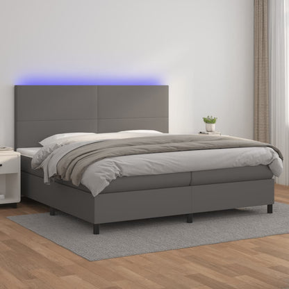 Giroletto Molle con Materasso e LED Grigio 200x200cm Similpelle - homemem39