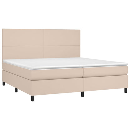 Giroletto Molle Materasso e LED Cappuccino 200x200cm Similpelle | homemem39