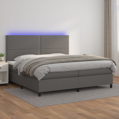 Giroletto Molle con Materasso e LED Grigio 200x200cm Similpelle - homemem39