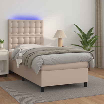 Giroletto Molle Materasso e LED Cappuccino 100x200cm Similpelle | homemem39