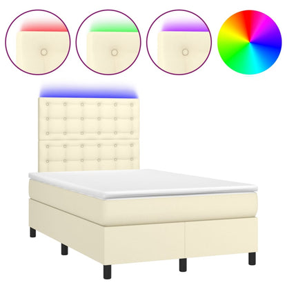 Giroletto Molle con Materasso e LED Crema 120x200cm Similpelle | homemem39