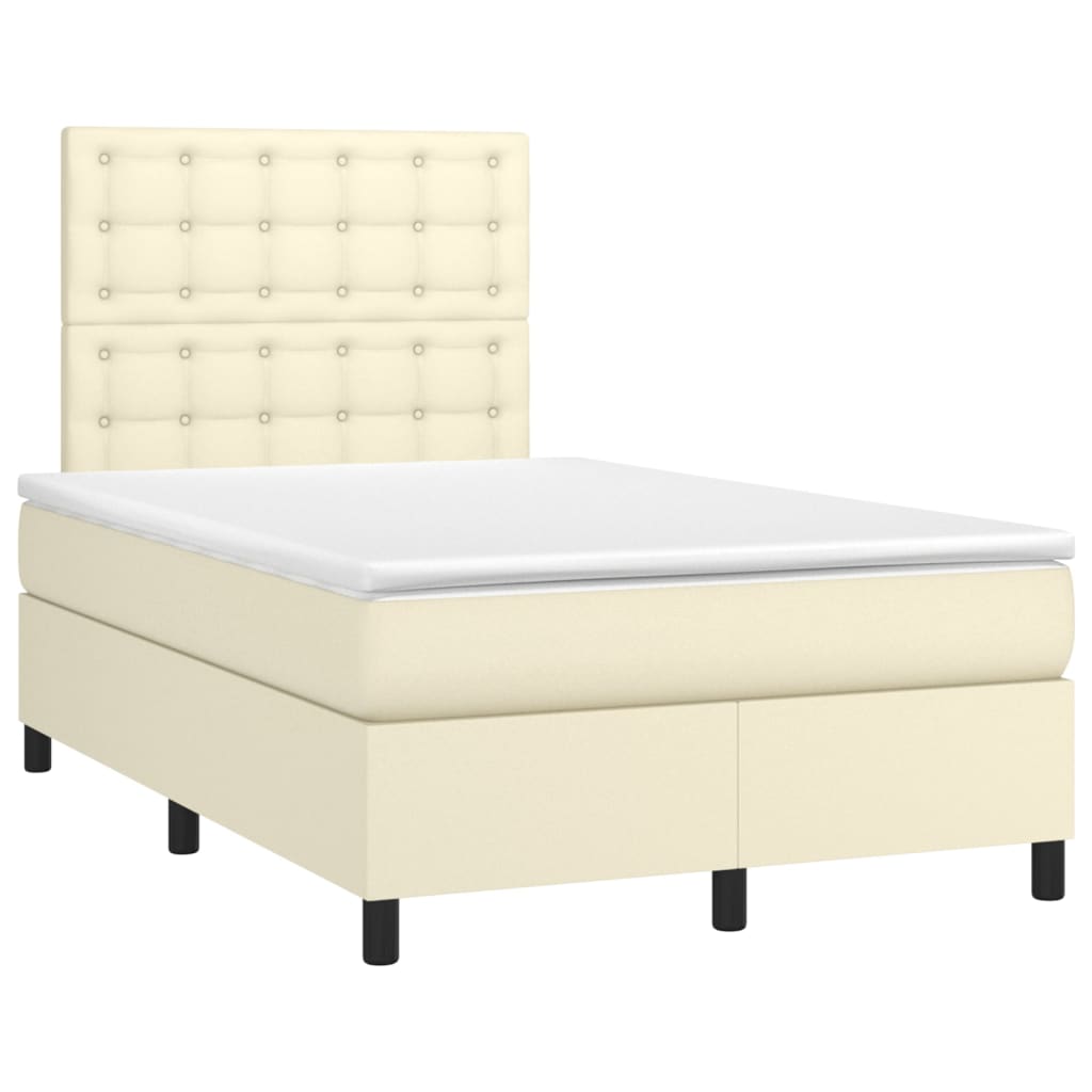 Giroletto Molle con Materasso e LED Crema 120x200cm Similpelle | homemem39