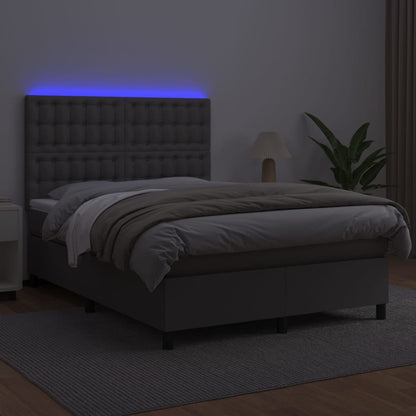 Giroletto Molle con Materasso e LED Grigio 140x190cm Similpelle