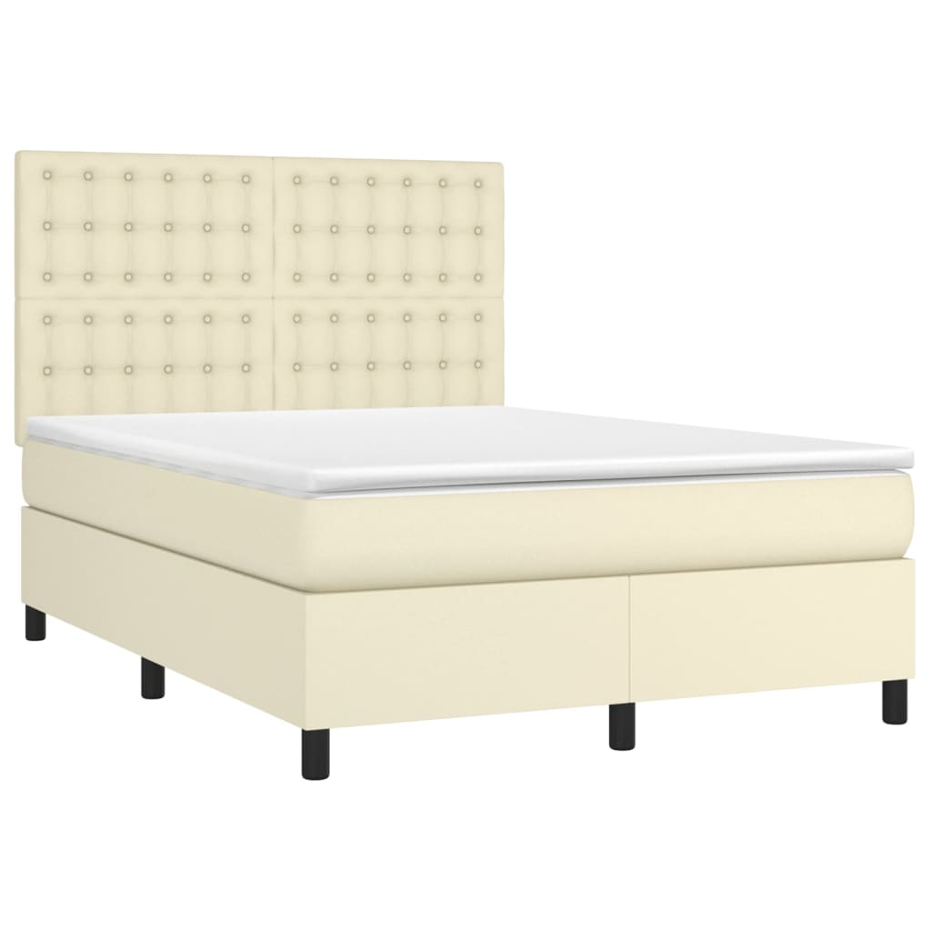 Giroletto a Molle con Materasso e LED Crema 140x200 cm | homemem39