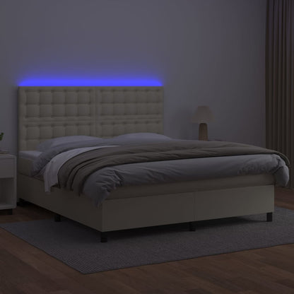 Giroletto a Molle con Materasso e LED Crema 160x200 cm
