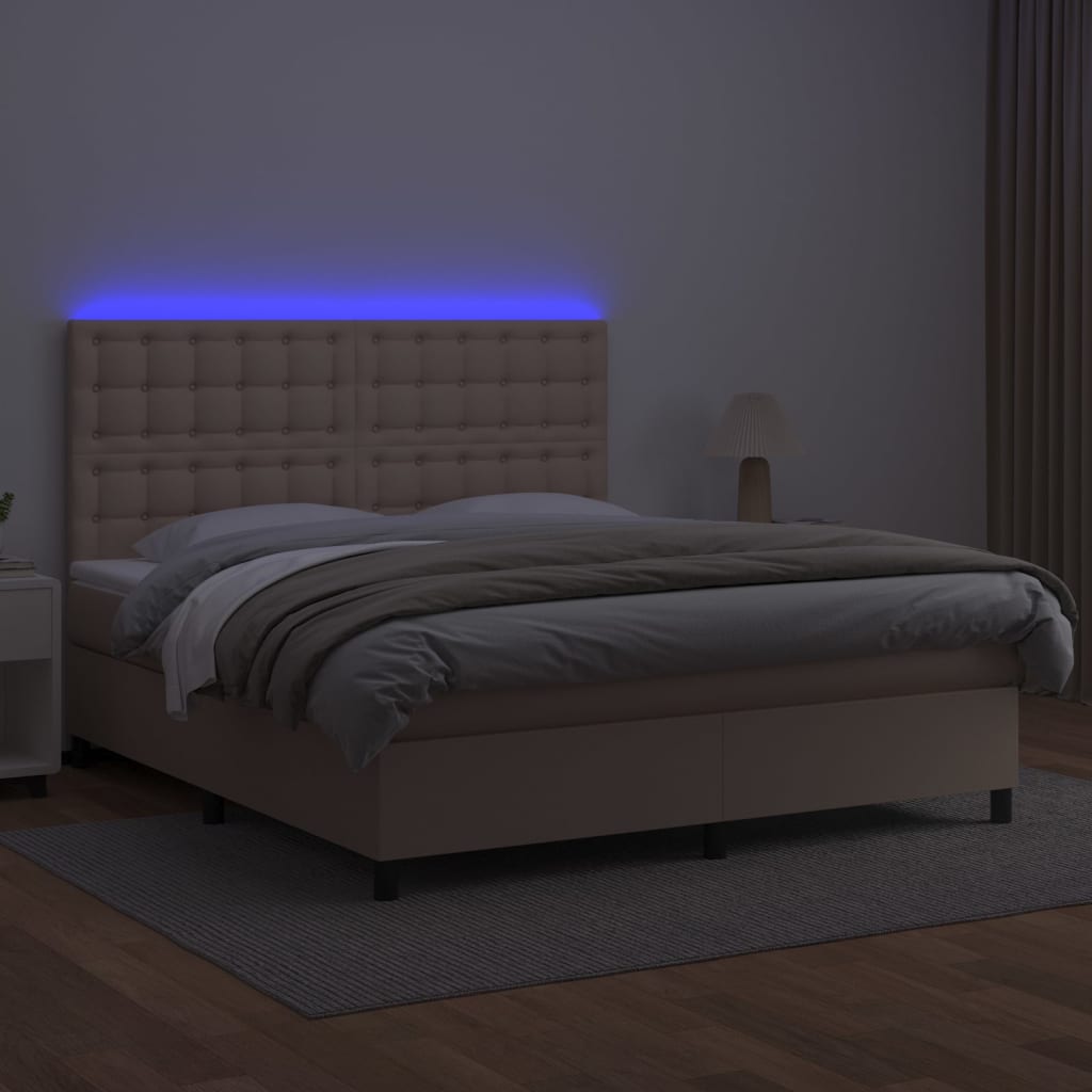 Giroletto Molle Materasso e LED Cappuccino Similpelle