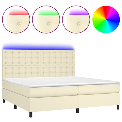 Giroletto a Molle con Materasso e LED Crema 200x200 cm | homemem39