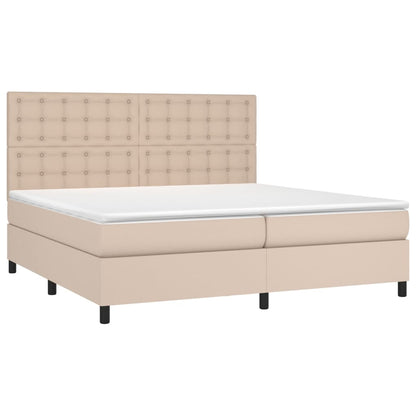 Giroletto Molle Materasso e LED Cappuccino 200x200cm Similpelle | homemem39