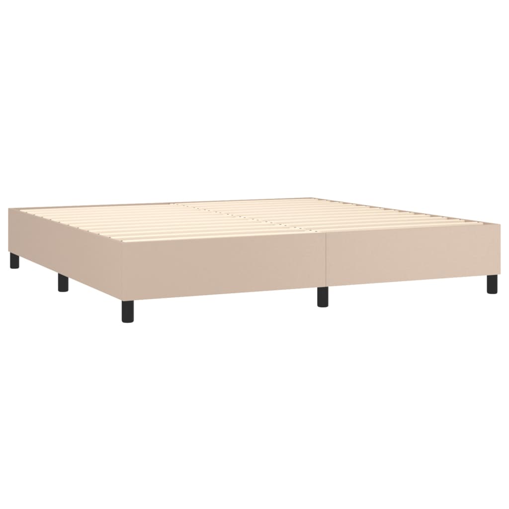 Giroletto Molle Materasso e LED Cappuccino 200x200cm Similpelle | homemem39