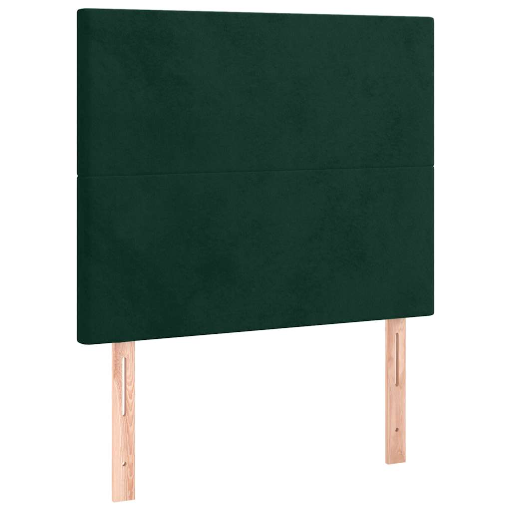 Letto a Molle con Materasso e LED Verde Scuro 90x190 cm Velluto | homemem39