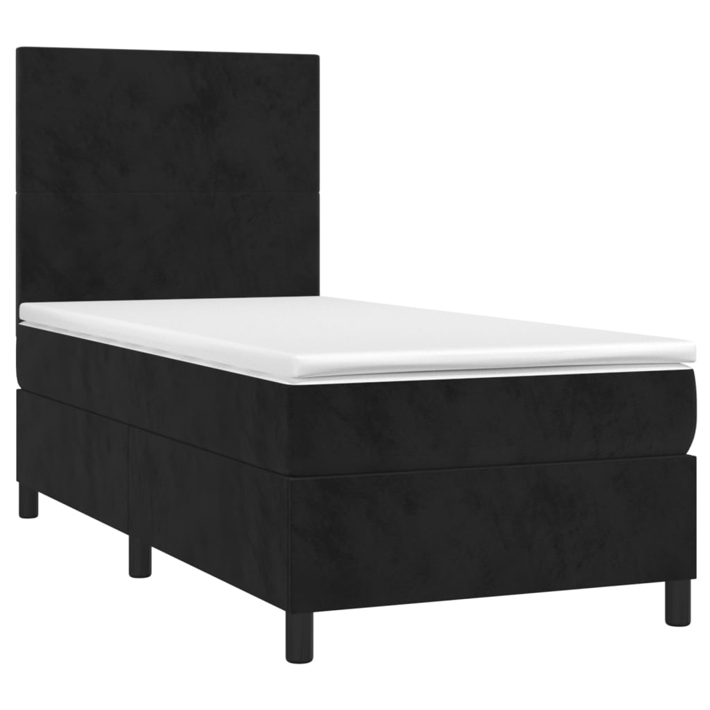 Letto a Molle con Materasso e LED Nero 90x200 cm in Velluto - homemem39