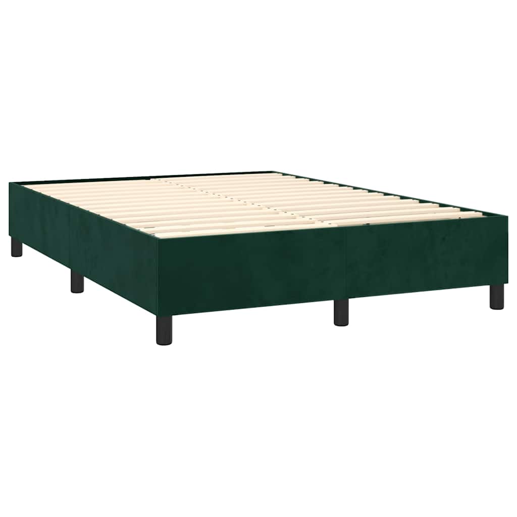 Letto a Molle con Materasso e LED Verde Scuro 140x190cm Velluto