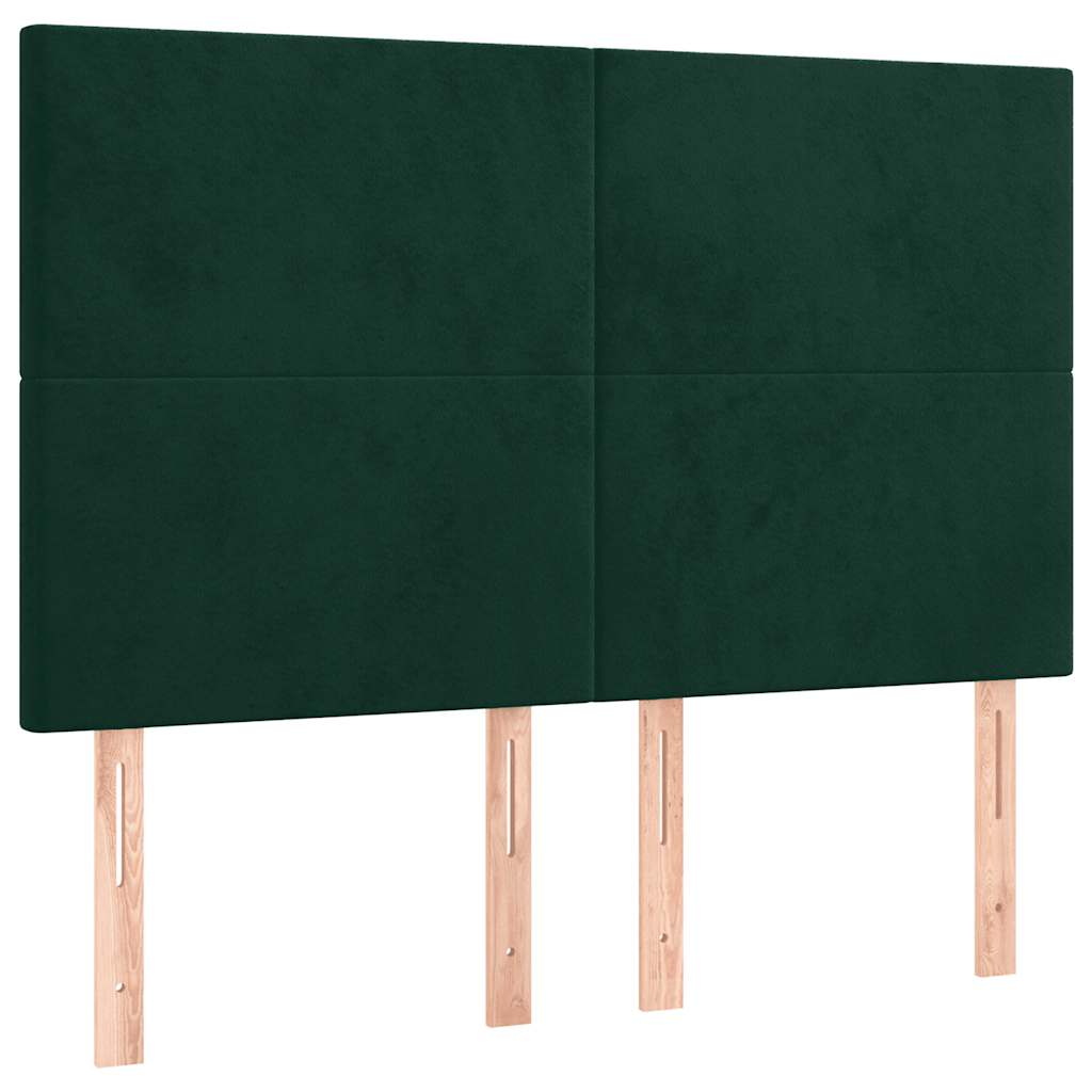 Letto a Molle con Materasso e LED Verde Scuro 140x190cm Velluto | homemem39