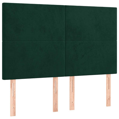 Letto a Molle con Materasso e LED Verde Scuro 140x190cm Velluto | homemem39