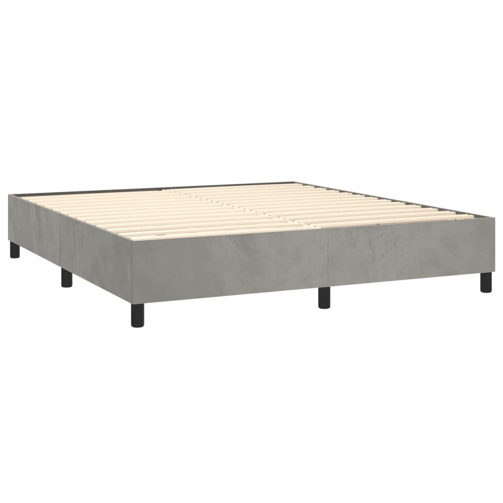 Letto a Molle Materasso e LED Grigio Chiaro 160x200 cm Velluto - homemem39