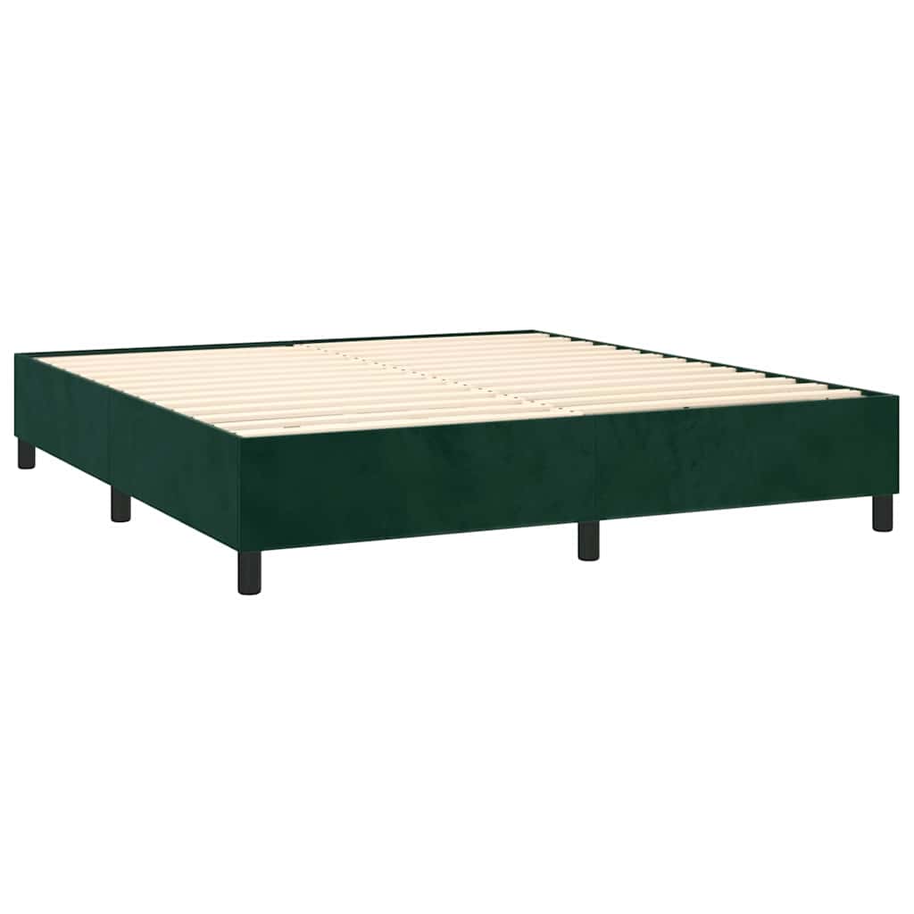 Letto a Molle con Materasso e LED Verde Scuro 160x200cm Velluto | homemem39