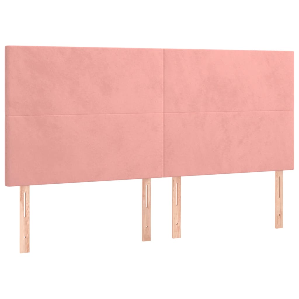 Letto a Molle con Materasso e LED Rosa 160x200 cm in Velluto