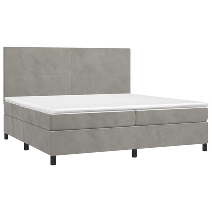 Letto a Molle Materasso e LED Grigio Chiaro 200x200 cm Velluto - homemem39