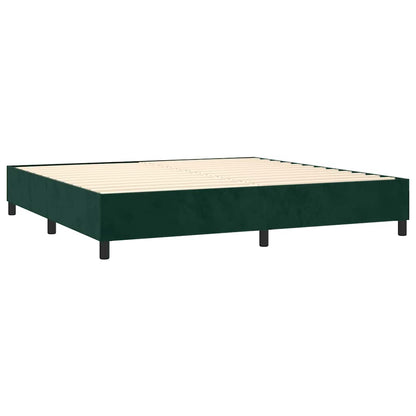 Letto a Molle con Materasso e LED Verde Scuro 200x200cm Velluto | homemem39