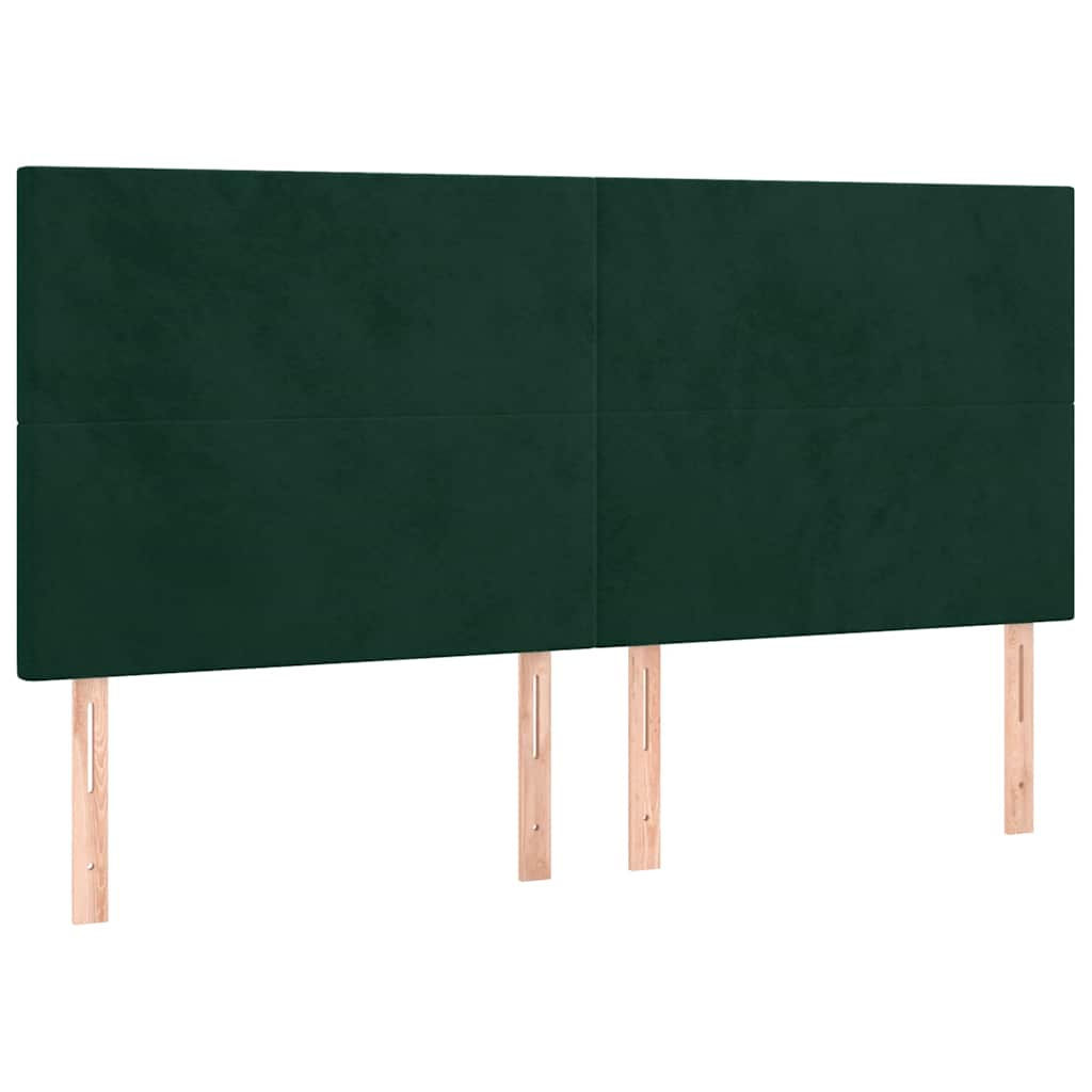 Letto a Molle con Materasso e LED Verde Scuro 200x200cm Velluto | homemem39