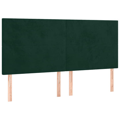 Letto a Molle con Materasso e LED Verde Scuro 200x200cm Velluto