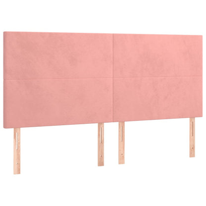 Letto a Molle con Materasso e LED Rosa 200x200 cm in Velluto