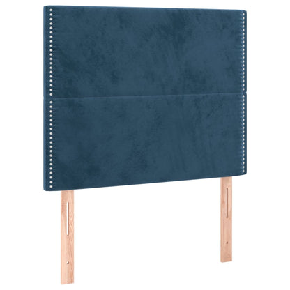 Letto a Molle con Materasso e LED Blu Scuro 80x200cm in Velluto | homemem39