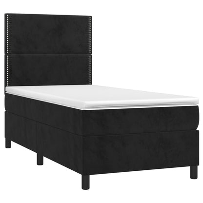 Letto a Molle con Materasso e LED Nero 90x190 cm in Velluto - homemem39