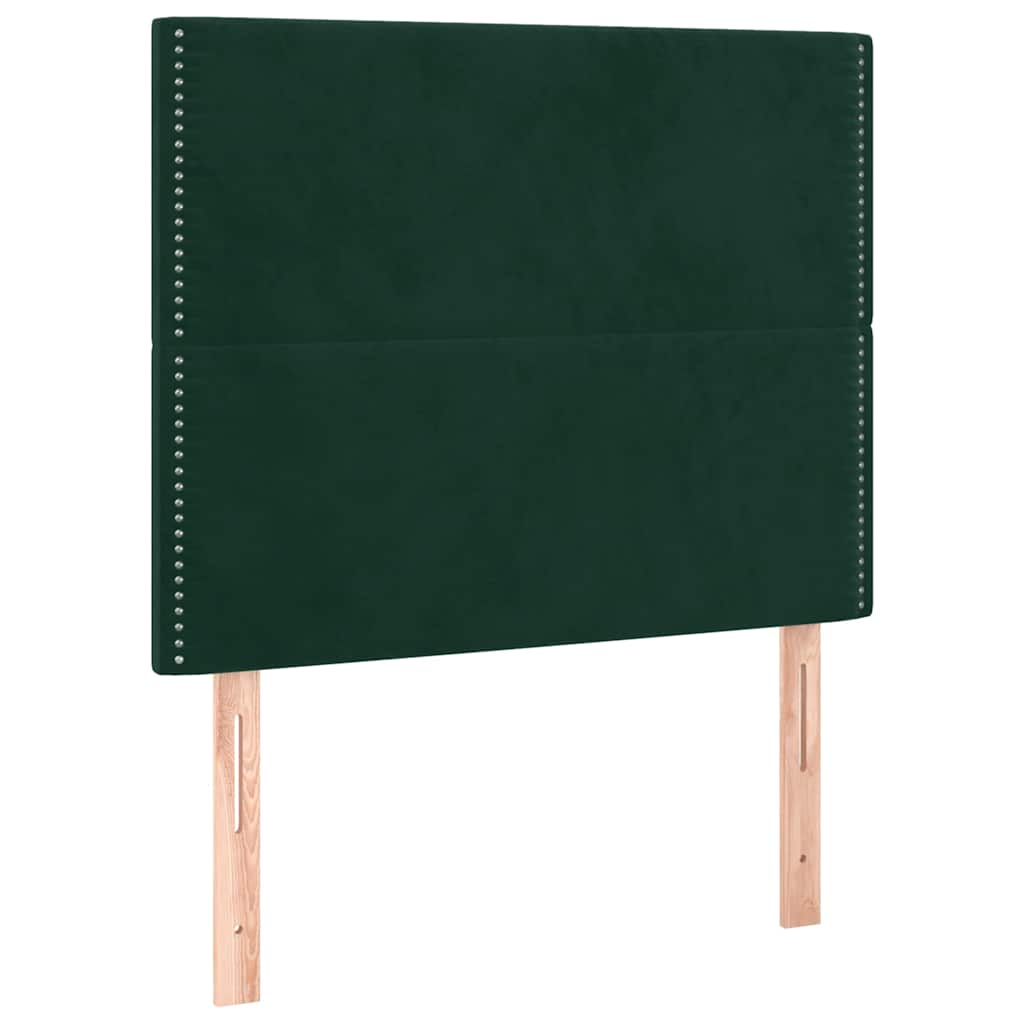 Letto a Molle con Materasso e LED Verde Scuro 100x200cm Velluto | homemem39