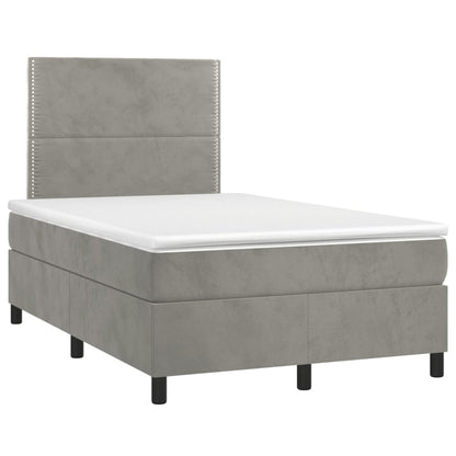 Letto a Molle Materasso e LED Grigio Chiaro 120x200 cm Velluto - homemem39