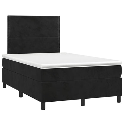 Letto a Molle con Materasso e LED Nero 120x200 cm in Velluto - homemem39