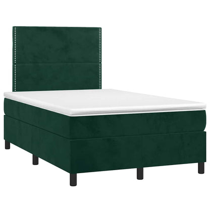 Letto a Molle con Materasso e LED Verde Scuro 120x200cm Velluto | homemem39