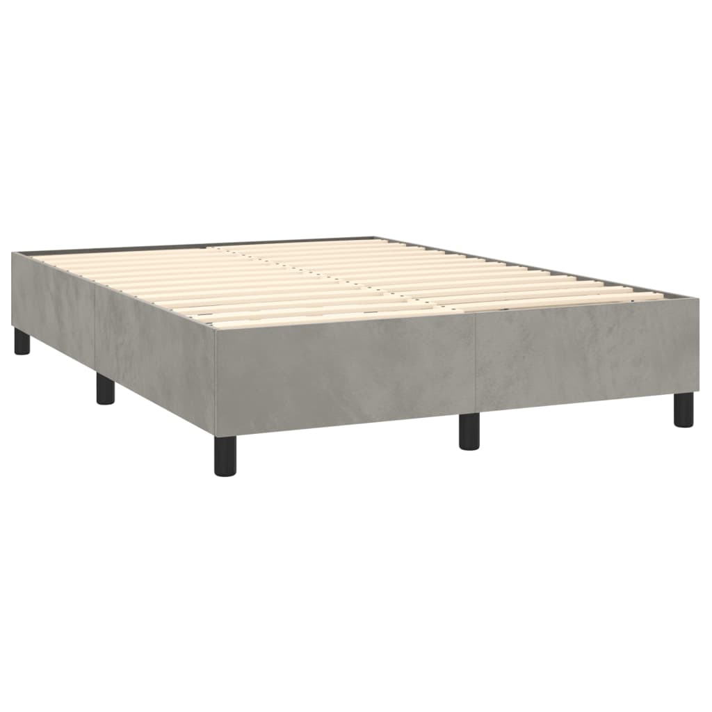 Letto a Molle Materasso e LED Grigio Chiaro 140x190 cm Velluto - homemem39