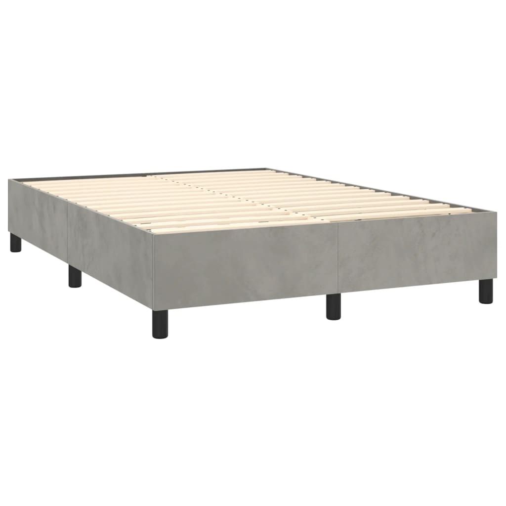 Letto a Molle Materasso e LED Grigio Chiaro 140x200 cm Velluto - homemem39