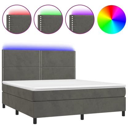 Letto a Molle con Materasso e LED Grigio Scuro 180x200 cm - homemem39