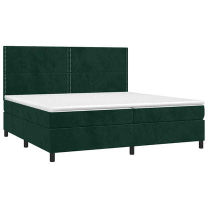 Letto a Molle con Materasso e LED Verde Scuro 200x200cm Velluto | homemem39