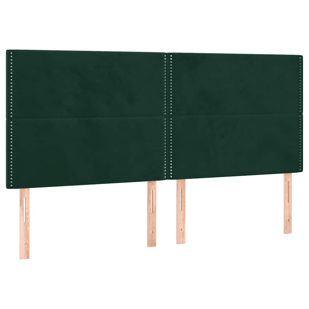 Letto a Molle con Materasso e LED Verde Scuro 200x200cm Velluto | homemem39