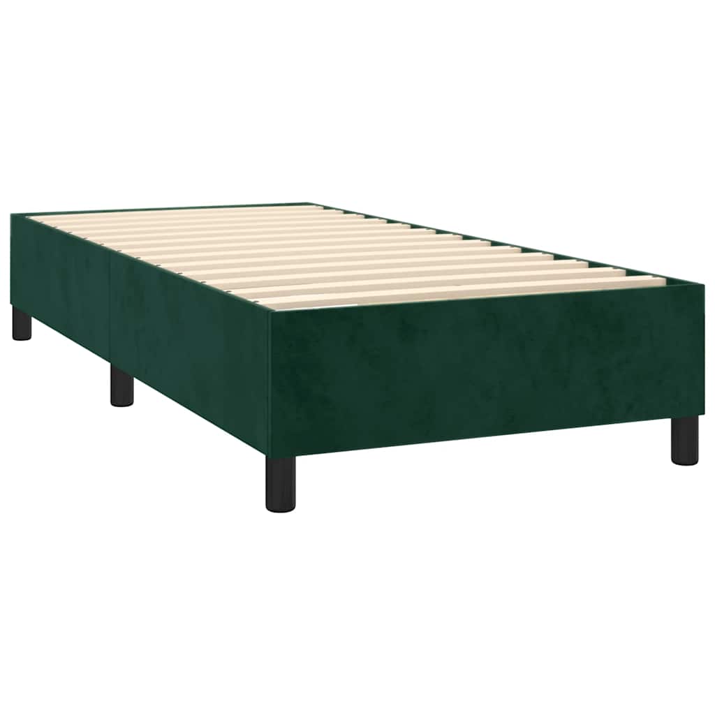 Letto a Molle con Materasso e LED Verde Scuro 90x190 cm Velluto