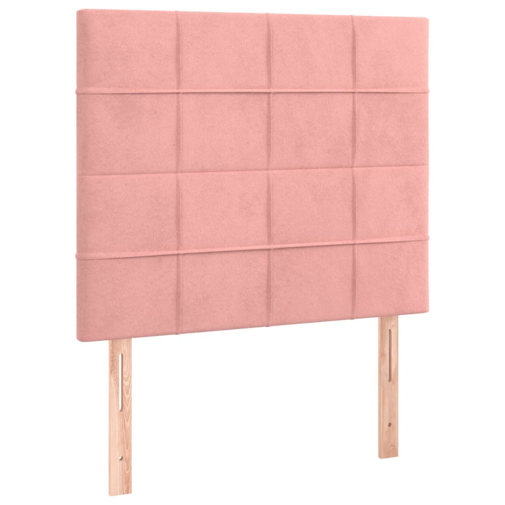 Letto a Molle con Materasso e LED Rosa 90x190 cm in Velluto - homemem39