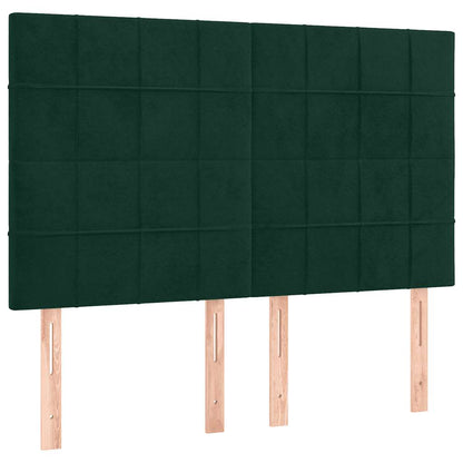 Letto a Molle con Materasso e LED Verde Scuro 140x190cm Velluto