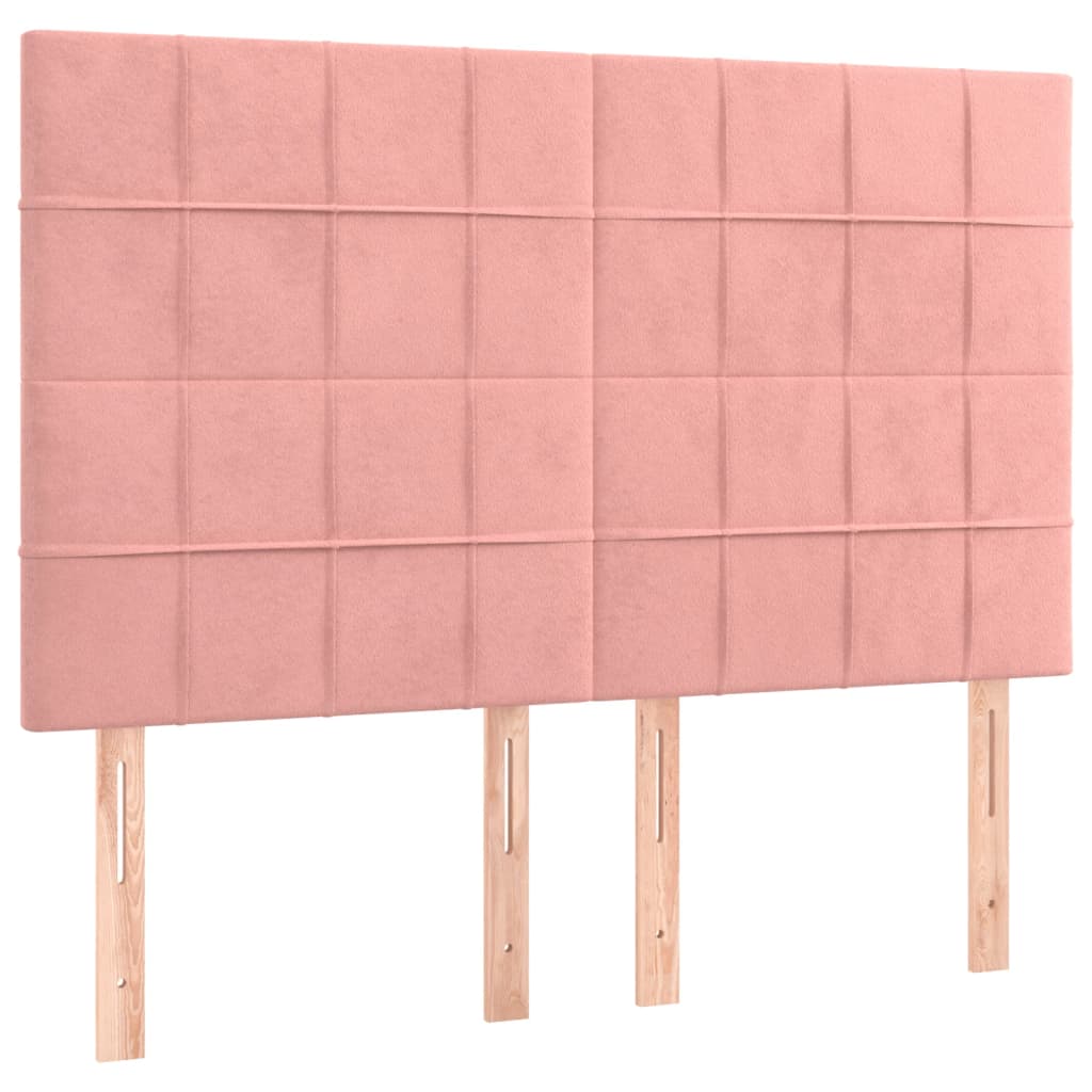 Letto a Molle con Materasso e LED Rosa 140x190 cm in Velluto - homemem39