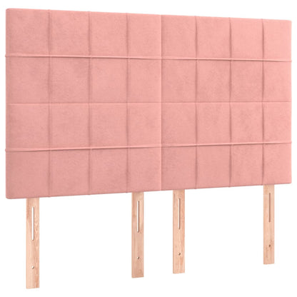Letto a Molle con Materasso e LED Rosa 140x190 cm in Velluto - homemem39
