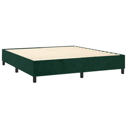 Letto a Molle con Materasso e LED Verde Scuro 160x200cm Velluto | homemem39